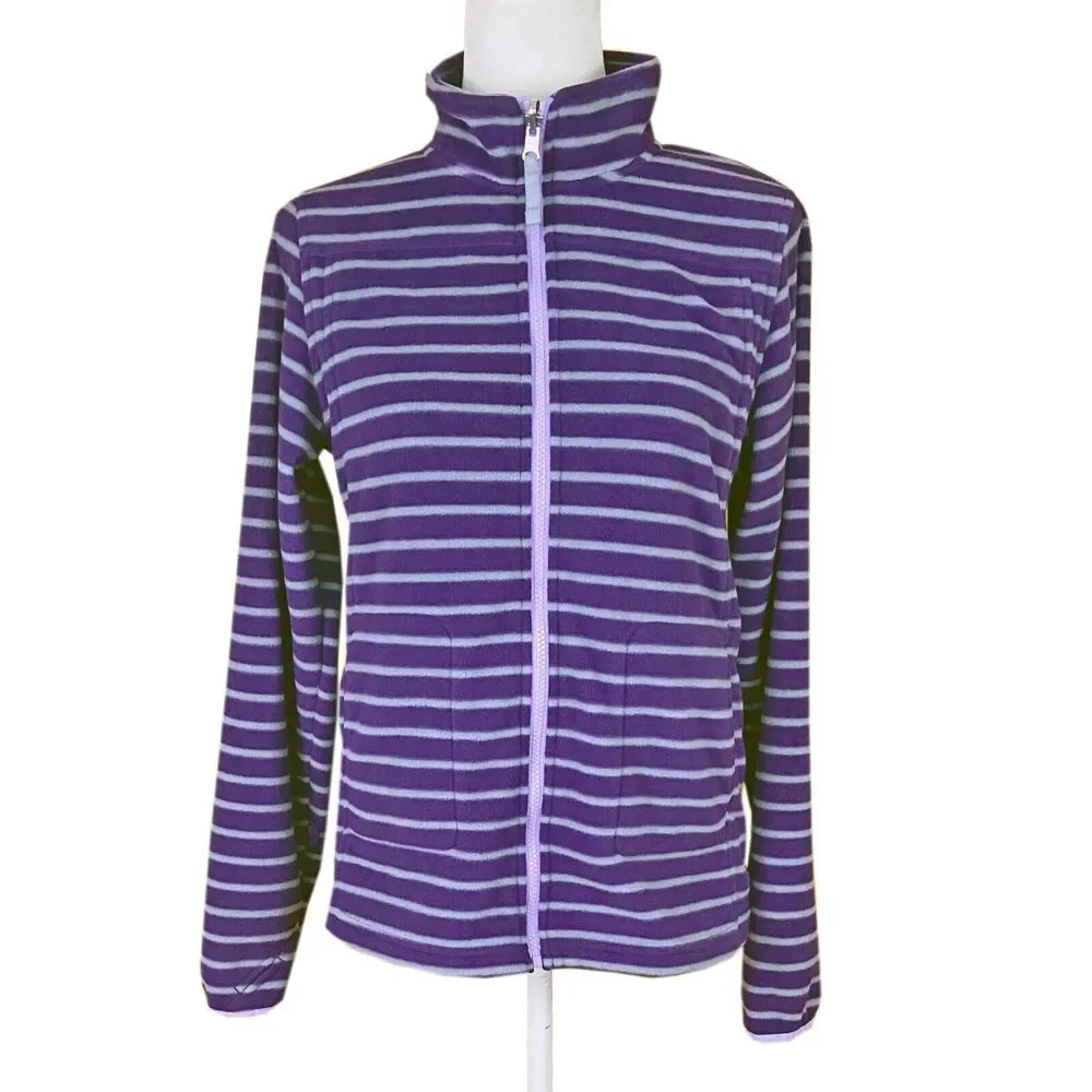 Lands' End Girls 3-in-1 Stormer Parka Size XL (16) Purple Gray Hood Fleece Lined